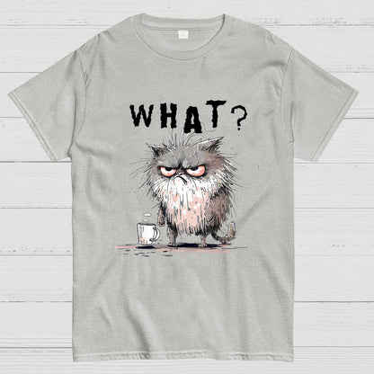 Bad Temper Feline With Coffee Grumpily Catty Funny T-Shirt