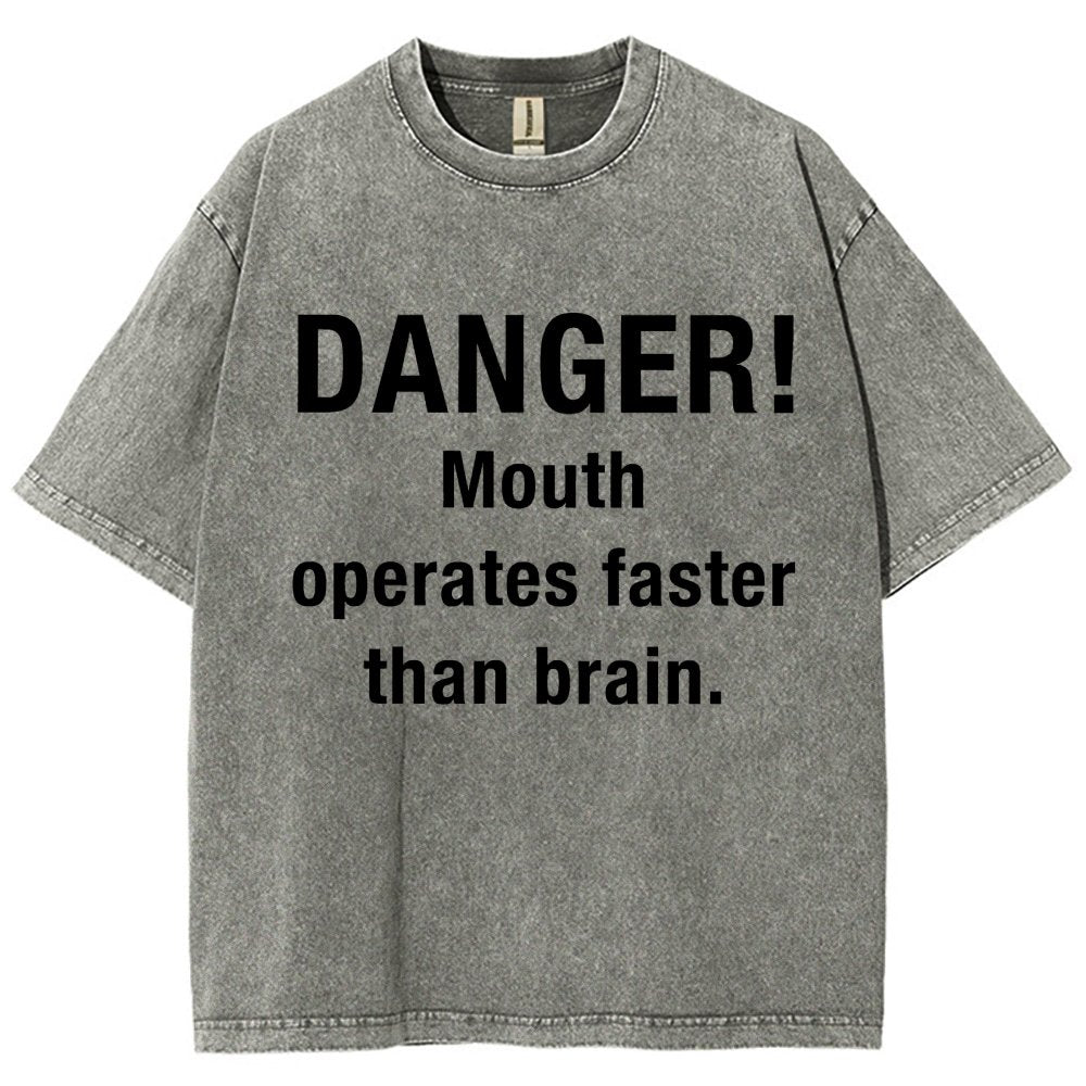 Danger Mouth Works Faster Than Brain Vintage Distressed T-shirt