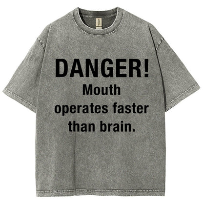 Danger Mouth Works Faster Than Brain Vintage Distressed T-shirt