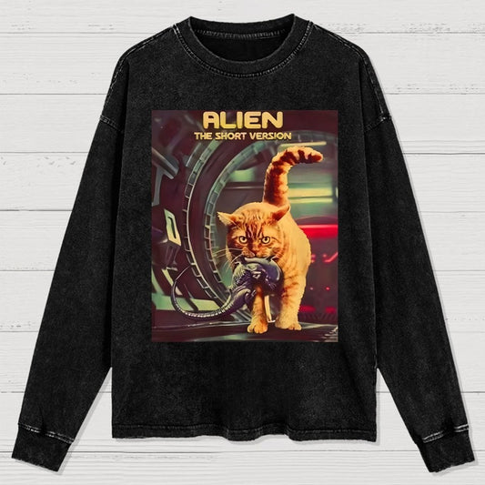 Mystery Cat Heavy Washed Long Sleeve Tee