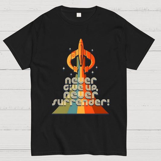 Retro Quest Never give up never surrender! Geek T-Shirt