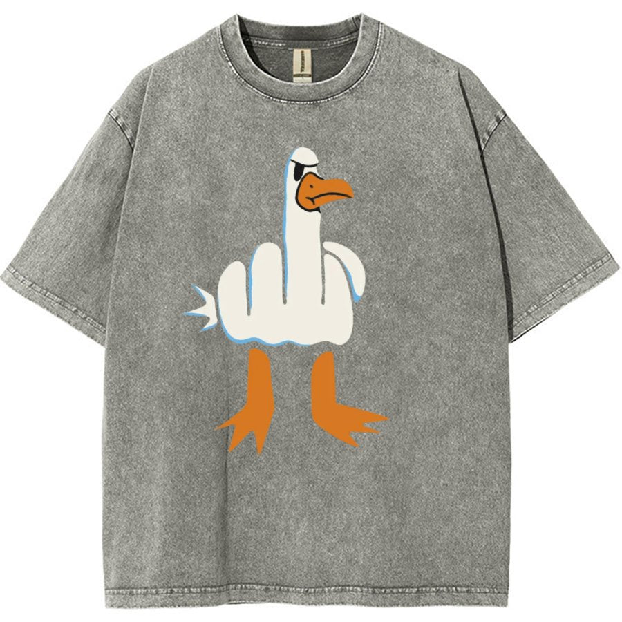 Rude Seagull Design Funny Vintage Distressed T-shirt