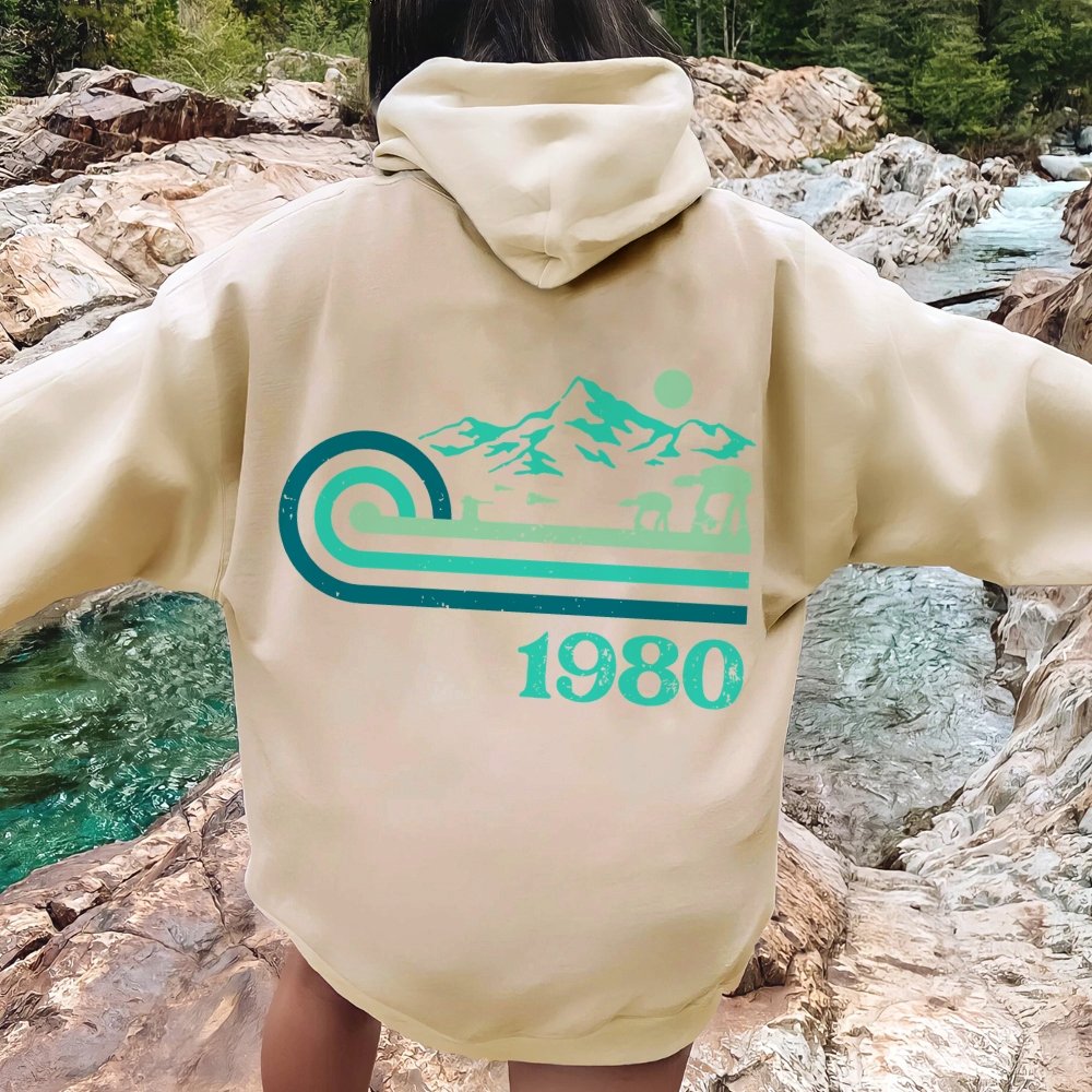 Retro Vintage Base Printed Back Unisex Cotton Hoodie