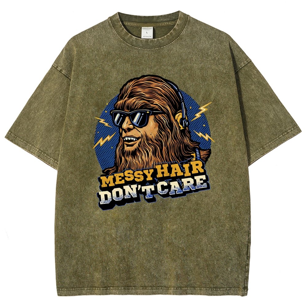 Messy Hair Don't Care Vintage Distressed T-shirt