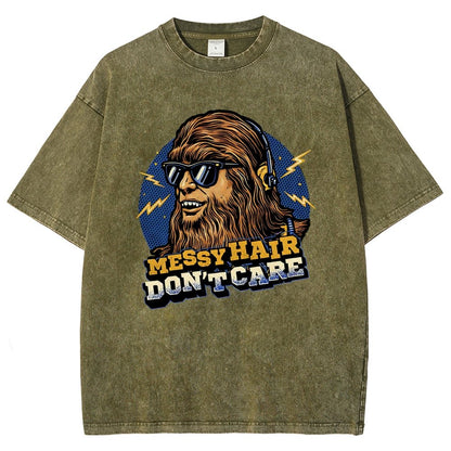 Messy Hair Don't Care Vintage Distressed T-shirt