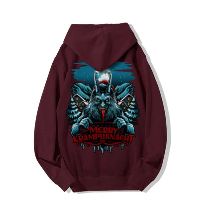 Merry Krampusnacht Printed Back Unisex Cotton Hoodie