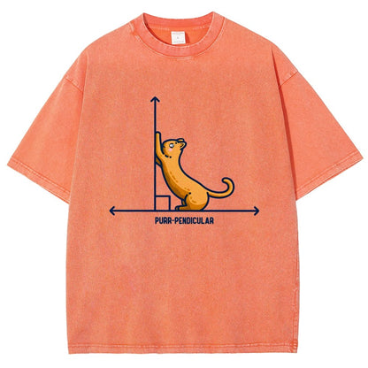 Purr-Pendicular Cute Maths Cat Premium Vintage Distressed T-shirt