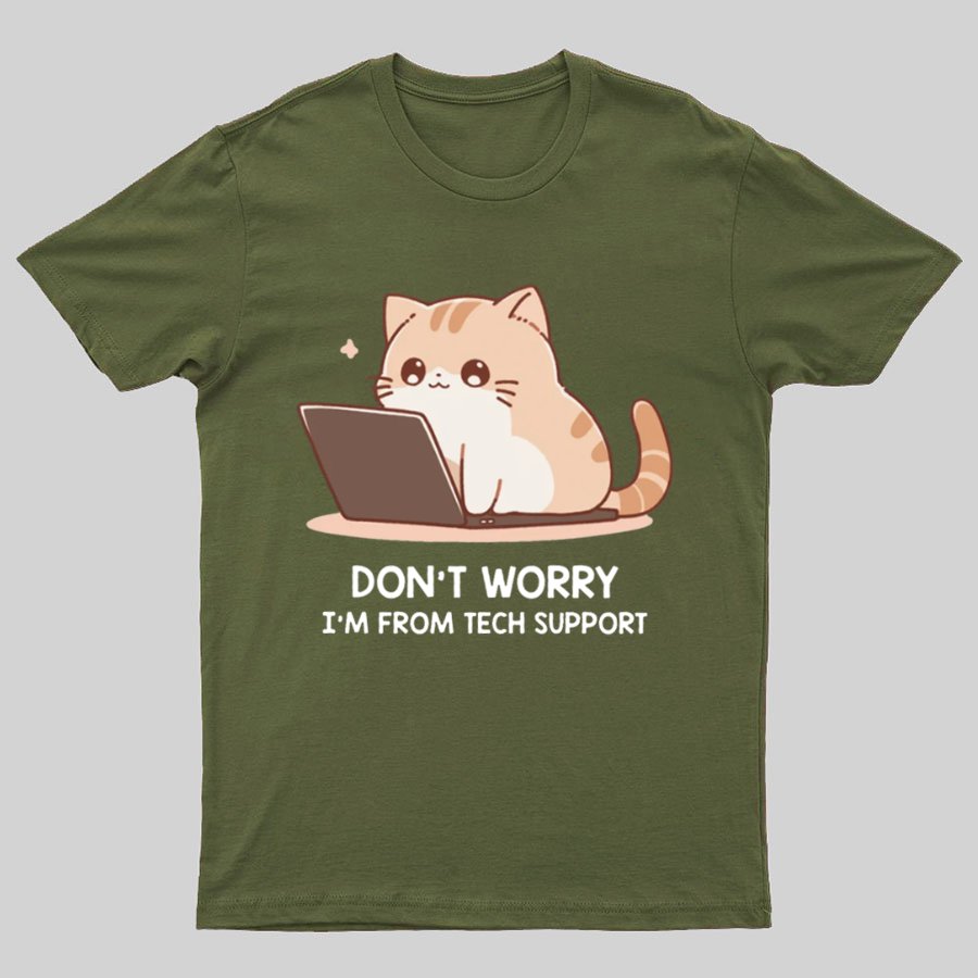 Tech Support Cat Geeky T-Shirt