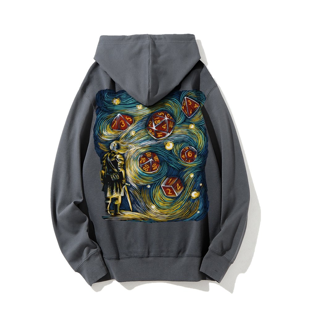Starry Dice Printed Back Cotton Hoodie