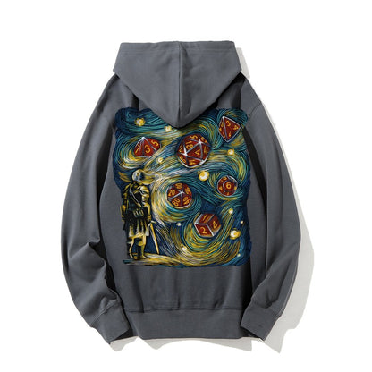 Starry Dice Printed Back Cotton Hoodie