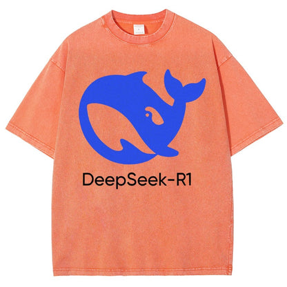 DeepSeek-R1 Icon Vintage Distressed T-shirt