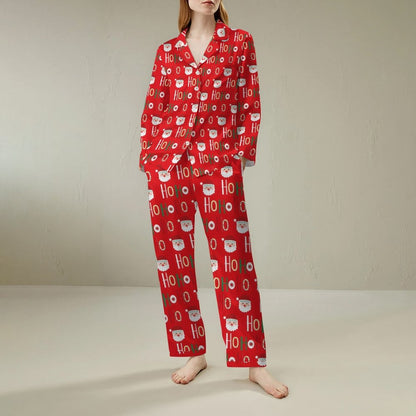 Unisex Christmas Print Geek Long Sleeve Pajama Set