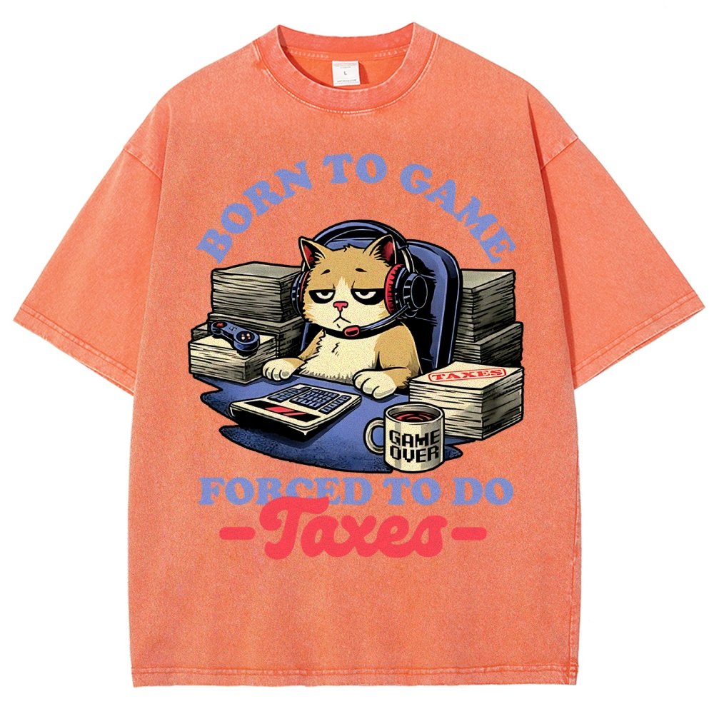 Cat Gamer Taxes Vintage Distressed T-shirt