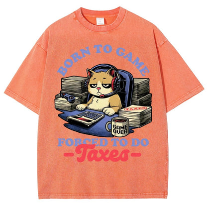 Cat Gamer Taxes Vintage Distressed T-shirt