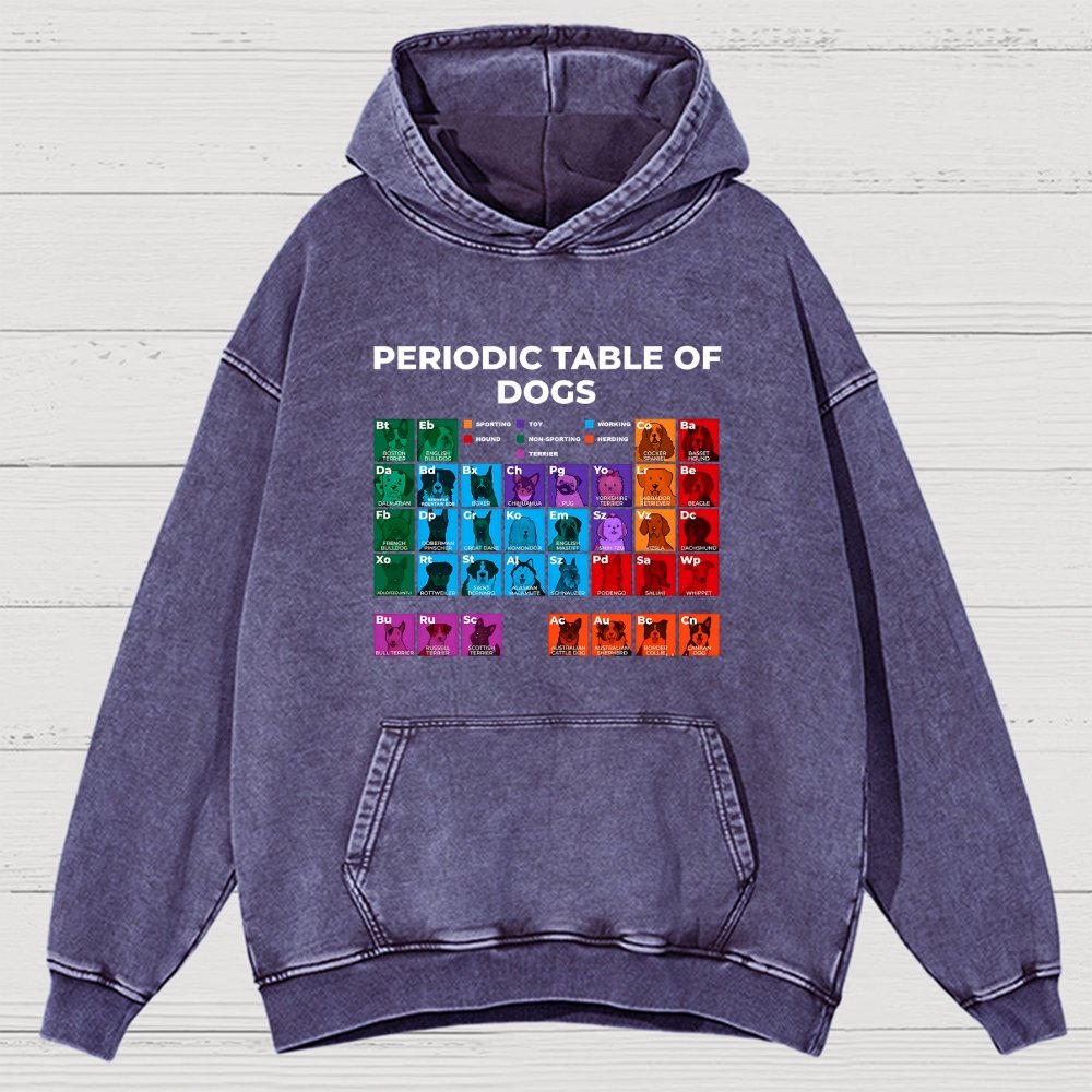 Periodic Table of Dogs  Dog Lover  Funny Science Vintage Distressed Hoodie