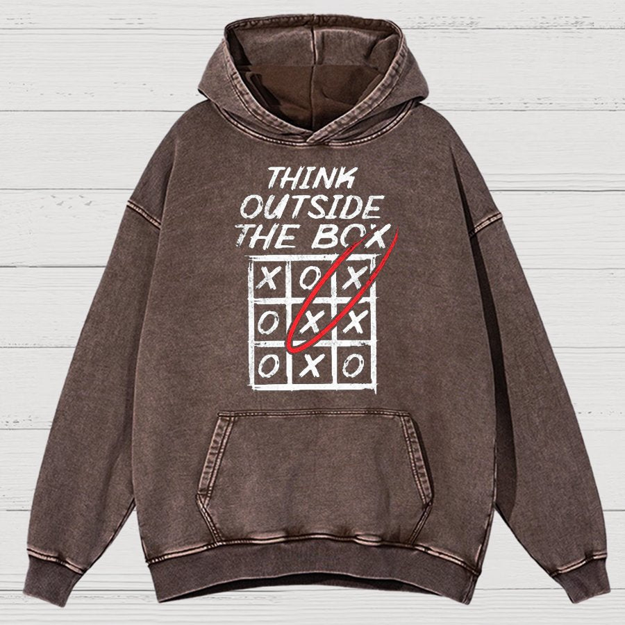 Think Outside The Box Nerd Vintage Distressed Hoodie