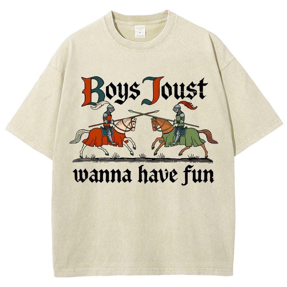 Boys Joust Wanna Have Fun Vintage Distressed T-shirt