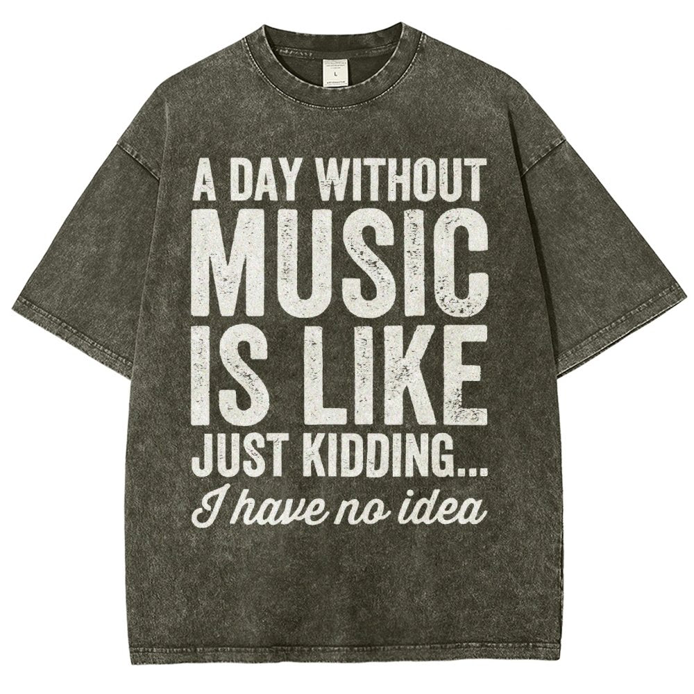 A Day Without Music Is Like Just Kidding Vintage Distressed T-shirt