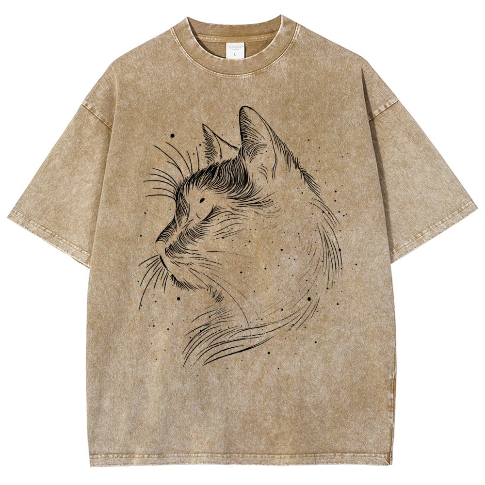 Space cat Vintage Distressed T-shirt
