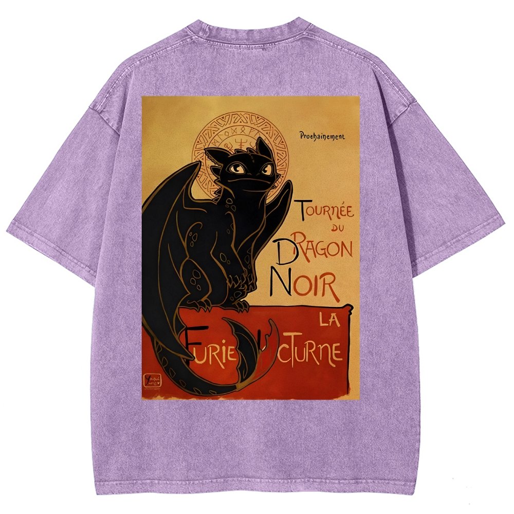 Le Dragon Noir Back Washed T-Shirt