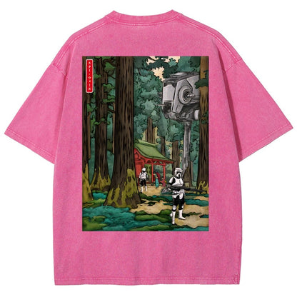 Cosmic Realm In Japanese Forest Washed T-Shirt
