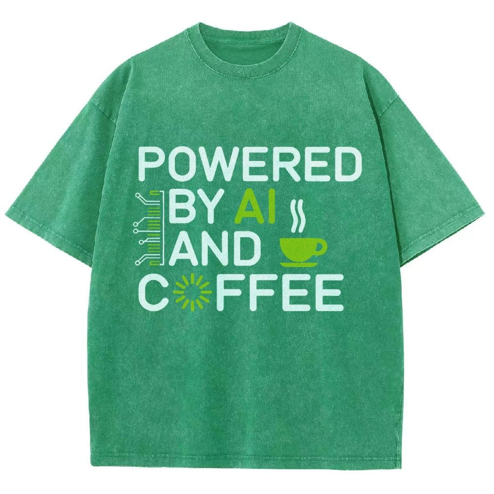 Powered By AI And Coffee Vintage Distressed T-shirt