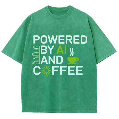 Powered By AI And Coffee Vintage Distressed T-shirt