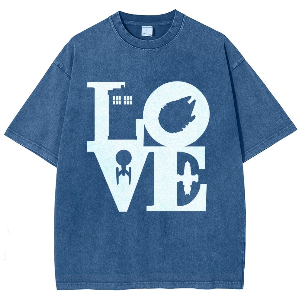 I Love SciFi Black Vintage Distressed T-shirt