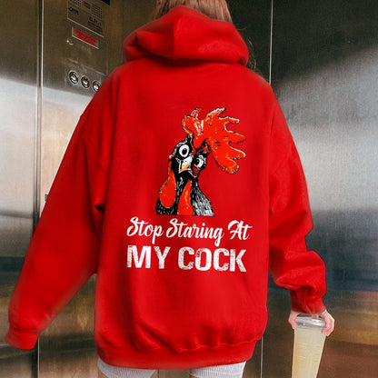 Stop Staring at My Cock Printed Back Unisex Cotton Hoodie