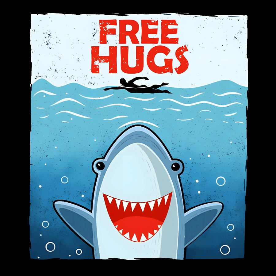 Free Shark Hugs Geek T-Shirt