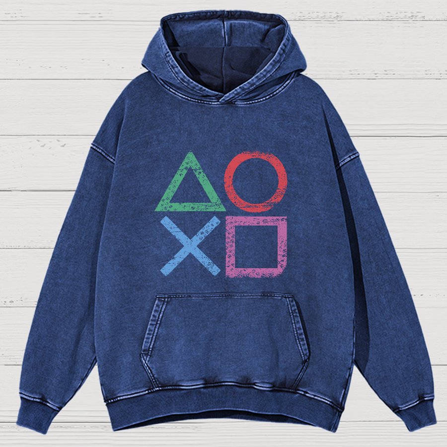 Gaming symbols Geeky Vintage Distressed Hoodie
