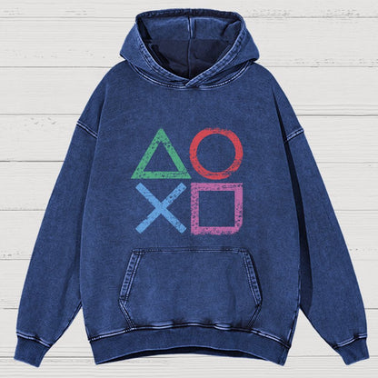 Gaming symbols Geeky Vintage Distressed Hoodie