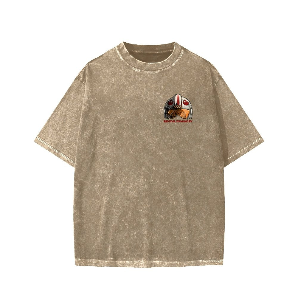 Standing By Front And Back Printing Washed T-shirt
