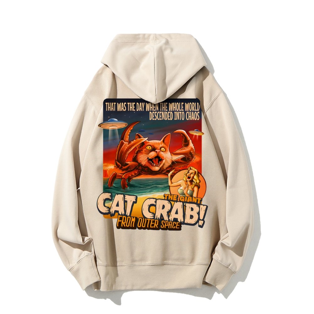The Giant Cat Crab Geek Printed Back Cotton Hoodie