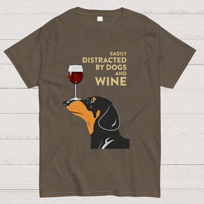 Easily Distracted By Dogs And Wine Geeky T-Shirt