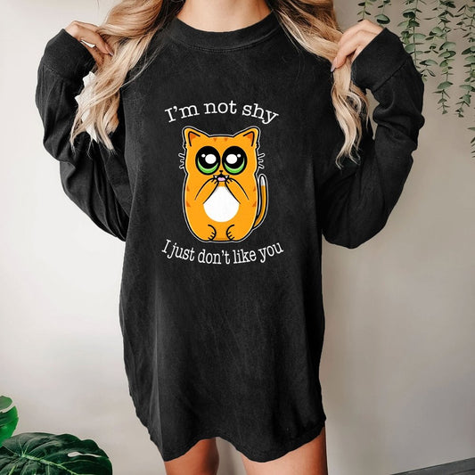Not Shy Washed Long Sleeve Tee