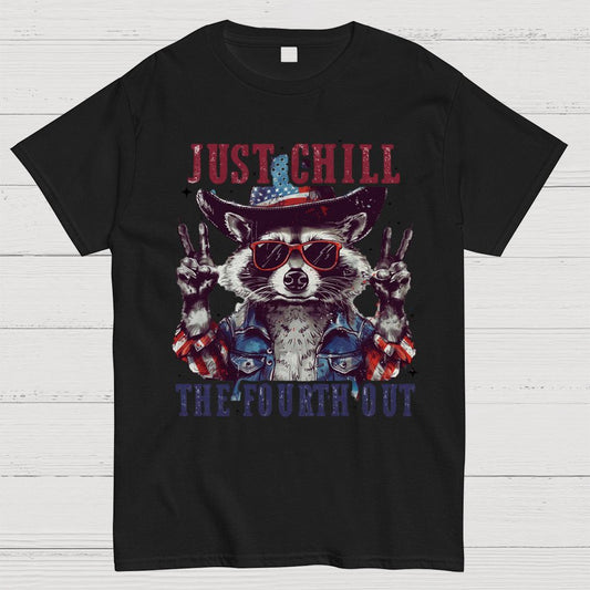 Raccoon Just chill the fourth out Independence Day 1776 Unisex T-Shirt