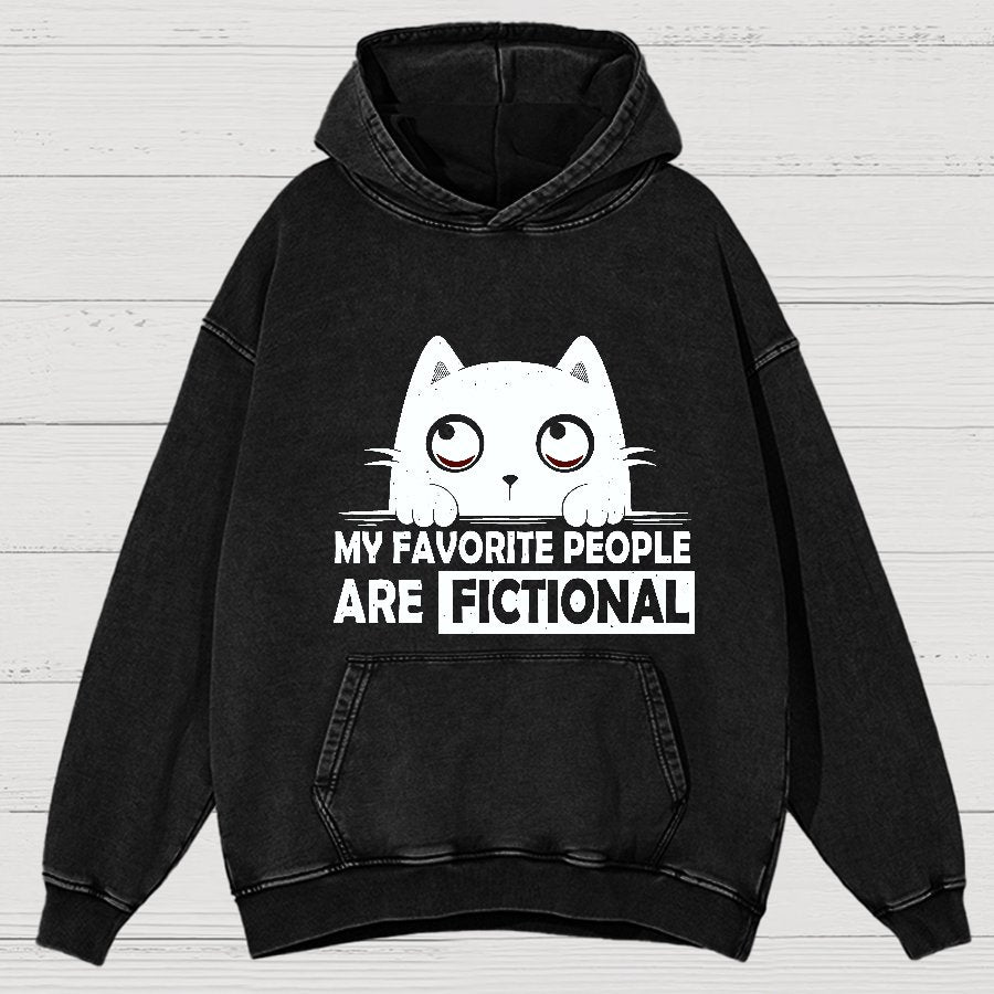 My Favorite People Are Fictional by Edesigns  Vintage Distressed Hoodie
