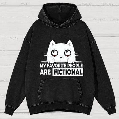 My Favorite People Are Fictional by Edesigns  Vintage Distressed Hoodie