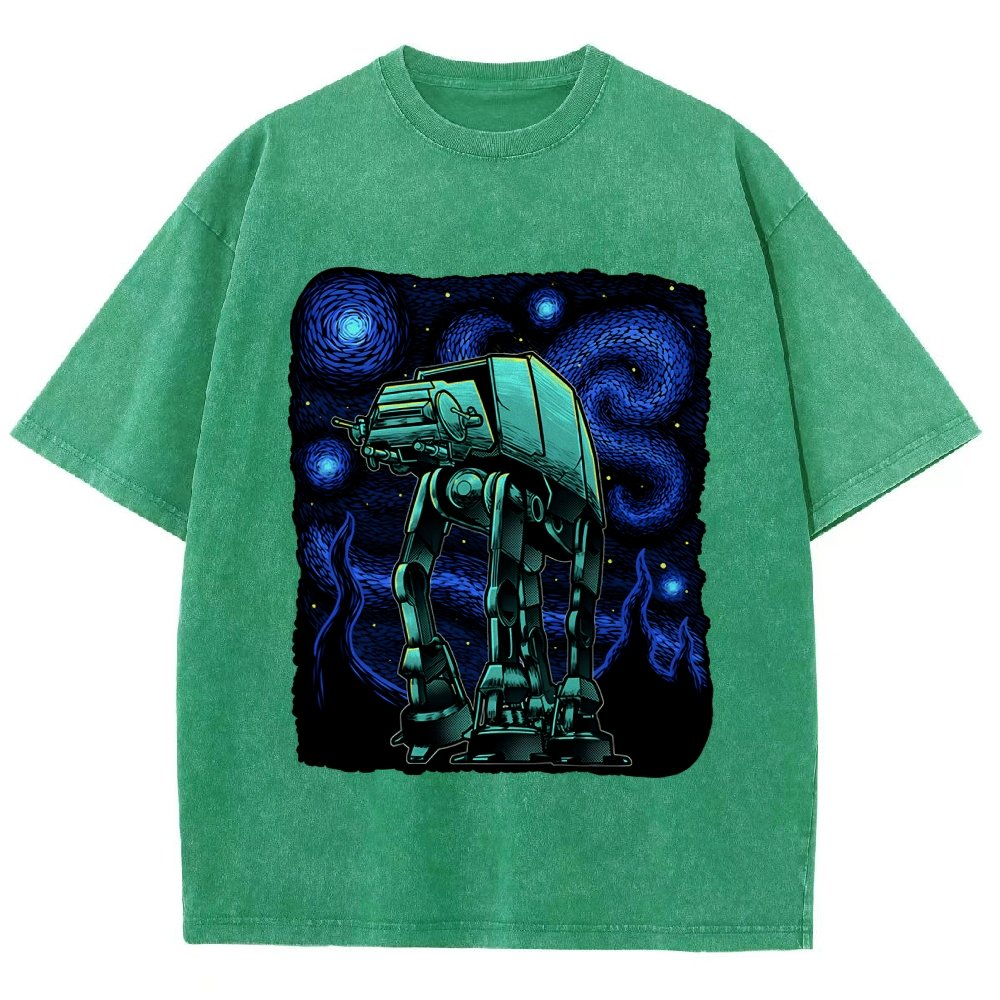 Armored Tank Starry Night Vintage Distressed T-shirt