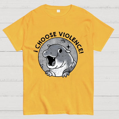 I Choose Violence Cute Hippo Geek T-Shirt