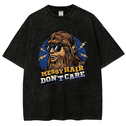 Messy Hair Don't Care Vintage Distressed T-shirt