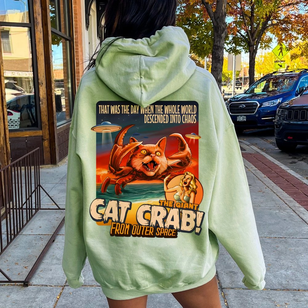 The Giant Cat Crab Geek Printed Back Cotton Hoodie
