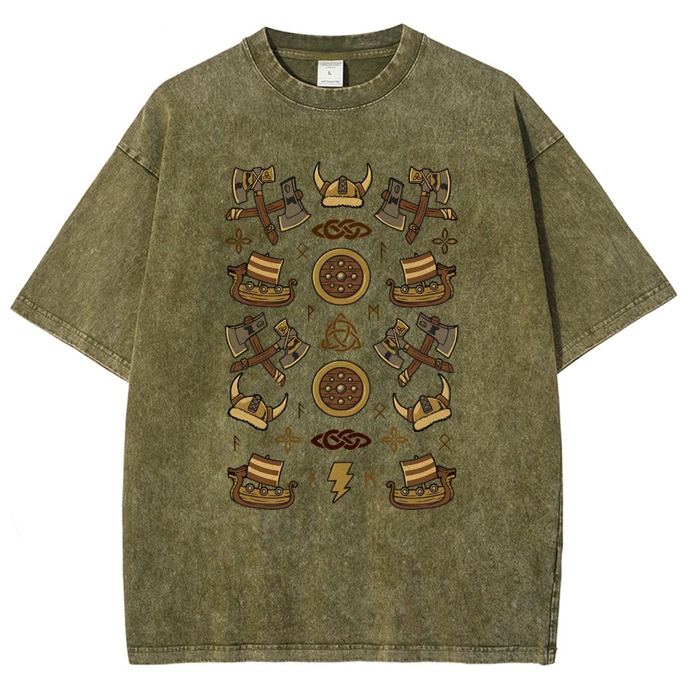 Fantasy Vikings Vintage Distressed T-shirt