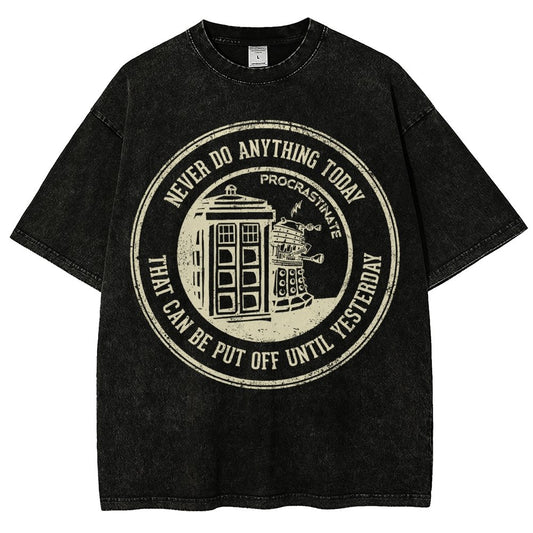 Time Travel Procrastination Vintage Distressed T-shirt