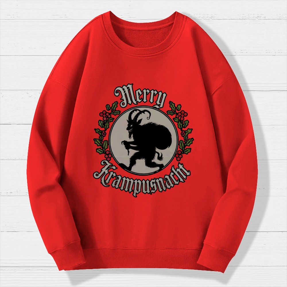 Merry Christmas  Krampus Night Geek Cotton Sweatshirt
