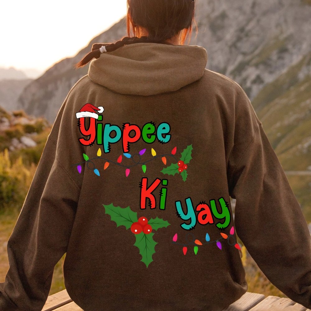 Yippee Ki Yay Christmas Printed Back Cotton Hoodie