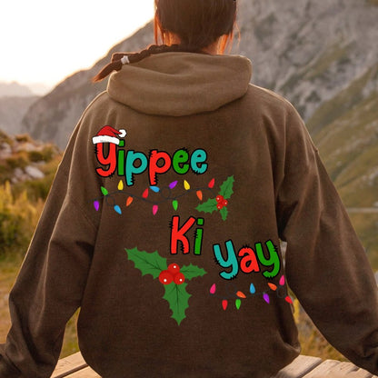 Yippee Ki Yay Christmas Printed Back Cotton Hoodie