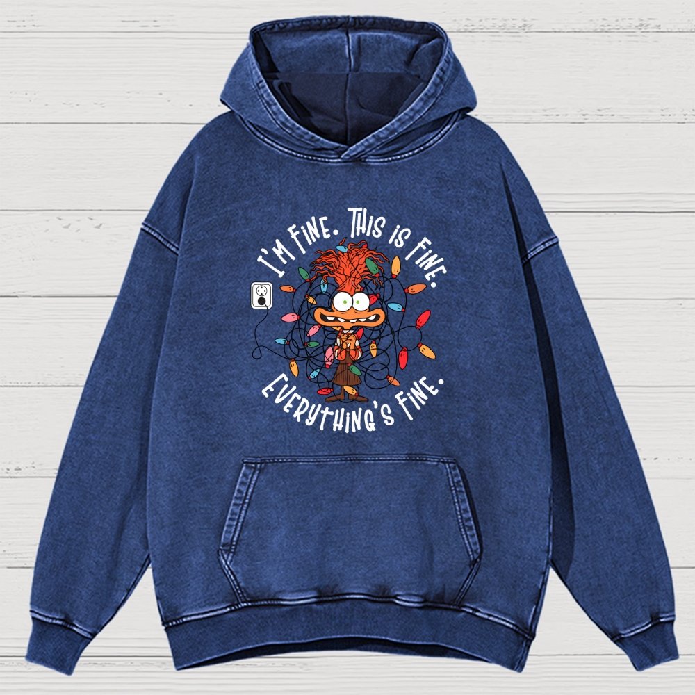 I'm Fine This Is Fine Everything Is Fine Christmas Light  Vintage Distressed Hoodie