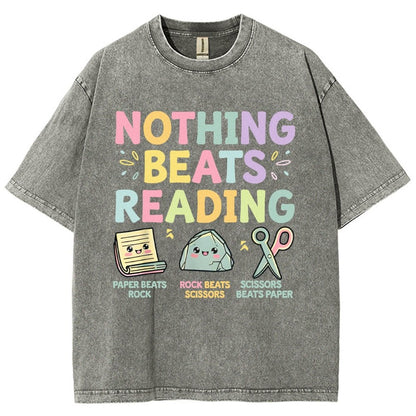 Nothing Beats Reading Librarian Book Bookworm Vintage Distressed T-shirt